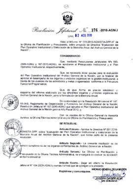 Resolución Jefatural N° 376-2010-AGN/J