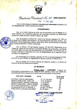 Resolución Directoral N° 030-2005-AGN/OTA