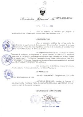 Resolución Jefatural N° 355-2000/AGN/J