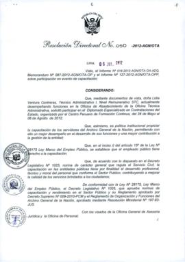 Resolución Directoral N° 050-2012-AGN/OTA