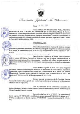 Resolución Jefatural N° 266-2000/AGN/J