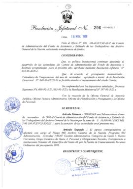 Resolución Jefatural N° 206-1998/AGN/J