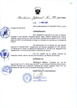 Resolución Jefatural N° 197-2007-AGN/J