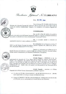 Resolución Jefatural N° 501-2008-AGN/J