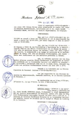 Resolución Jefatural N° 177-1992/AGN/J