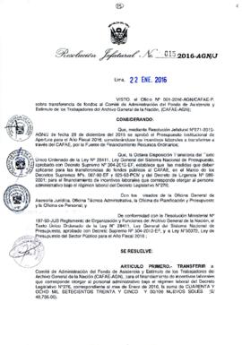 Resolución Jefatural N° 015-2016-AGN/J