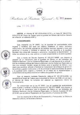 Resolución de Secretaría General N° 003-2019-AGN/SG