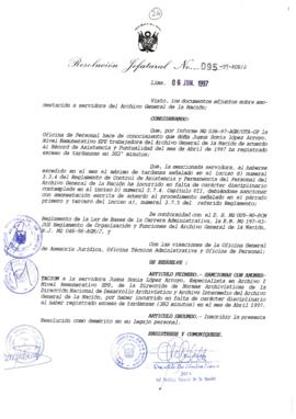 Resolución Jefatural N° 095-1997/AGN/J