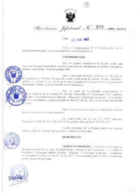 Resolución Jefatural N° 303-2003-AGN/J