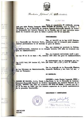 Resolución Jefatural N° 085-1986/AGN/J