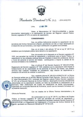 Resolución Directoral N° 053-2014-AGN/OTA
