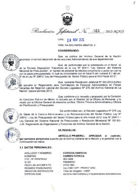 Resolución Jefatural N° 361-2012-AGN/J