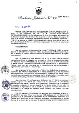 Resolución Jefatural N° 208-2014-AGN/J