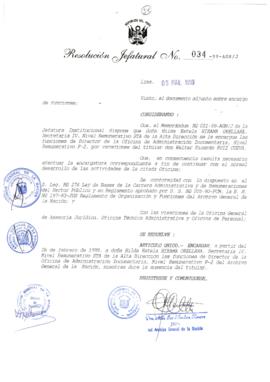 Resolución Jefatural N° 034-1999/AGN/J