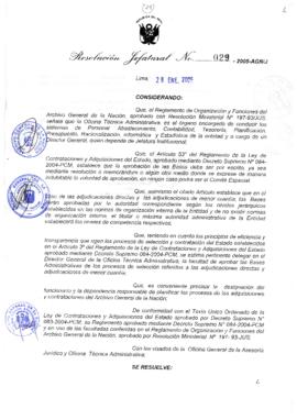Resolución Jefatural N° 029-2005-AGN/J