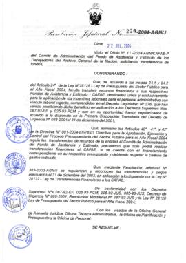 Resolución Jefatural N° 226-2004-AGN/J