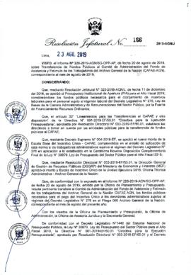 Resolución Jefatural N° 166-2019-AGN/J