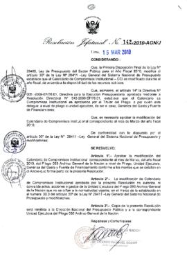 Resolución Jefatural N° 142-2010-AGN/J