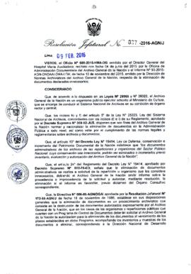 Resolución Jefatural N° 037-2016-AGN/J