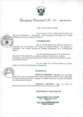 Resolución Directoral N° 022-2008-AGN/OTA