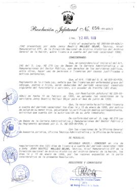 Resolución Jefatural N° 056-1999/AGN/J