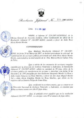 Resolución Jefatural N° 216-2007-AGN/J