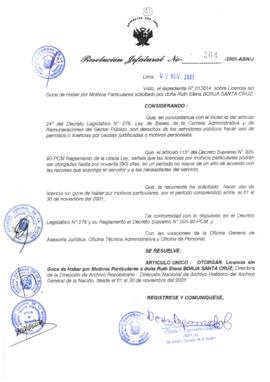 Resolución Jefatural N° 364-2001/AGN/J