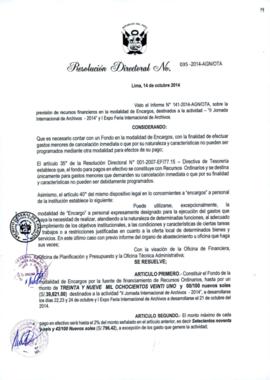 Resolución Directoral N° 035-2014-AGN/OTA