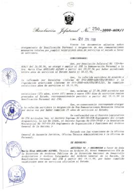 Resolución Jefatural N° 250-2000/AGN/J