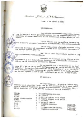 Resolución Jefatural N° 139-1984/AGN/J