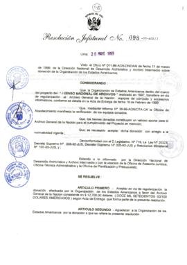 Resolución Jefatural N° 098-1999/AGN/J