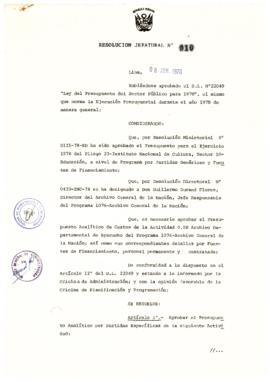 Resolución Jefatural N° 010-1978/AGN/J