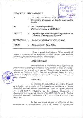 INFORME 255-2003-AGN-OGAJ
