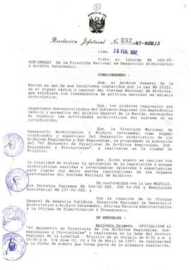 Resolución Jefatural N° 032-1997/AGN/J