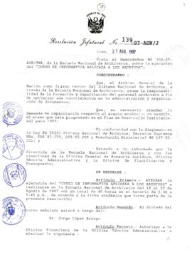 Resolución Jefatural N° 139-1997/AGN/J