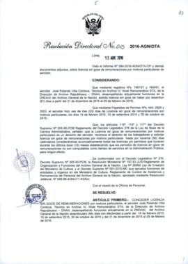 Resolución Directoral N° 015-2016-AGN/OTA