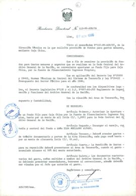 Resolución Directoral N° 112-86-AGN/OA