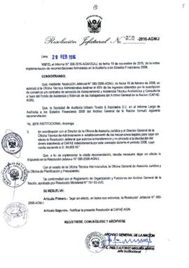 Resolución Jefatural N° 050-2016-AGN/J