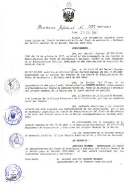 Resolución Jefatural N°027-2001/AGN/J