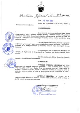 Resolución Jefatural N° 304-2004-AGN/J