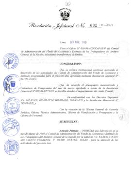 Resolución Jefatural N° 032-1999/AGN/J
