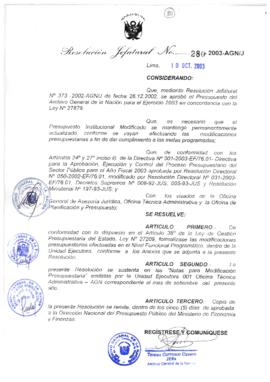 Resolución Jefatural N° 280-2003-AGN/J