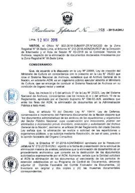 Resolución Jefatural N° 268-2018-AGN/J