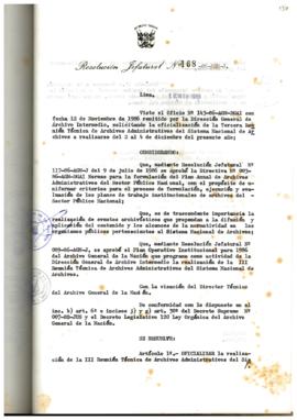 Resolución Jefatural N° 168-1986/AGN/J