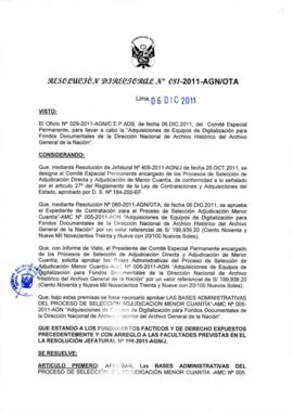 Resolución Directoral N° 081-2011-AGN/OTA