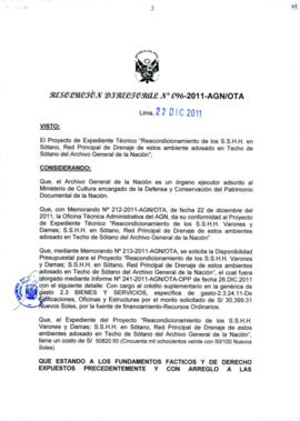 Resolución Directoral N° 096-2011-AGN/OTA
