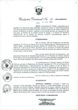 Resolución Directoral N° 011-2010-AGN/OTA