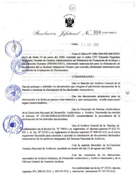 Resolución Jefatural N° 310-2000/AGN/J