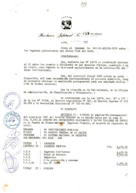 Resolución Jefatural N° 059-1991/AGN/J