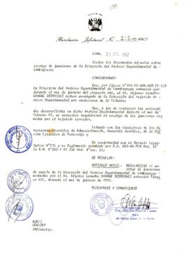 Resolución Jefatural N° 229-1992/AGN/J